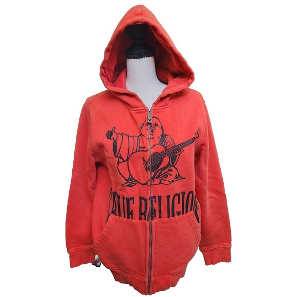 True Religion Red Full Zip Hoodie Size Small Unisex - Picture 1 of 7